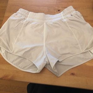 White tracker lululemon shorts